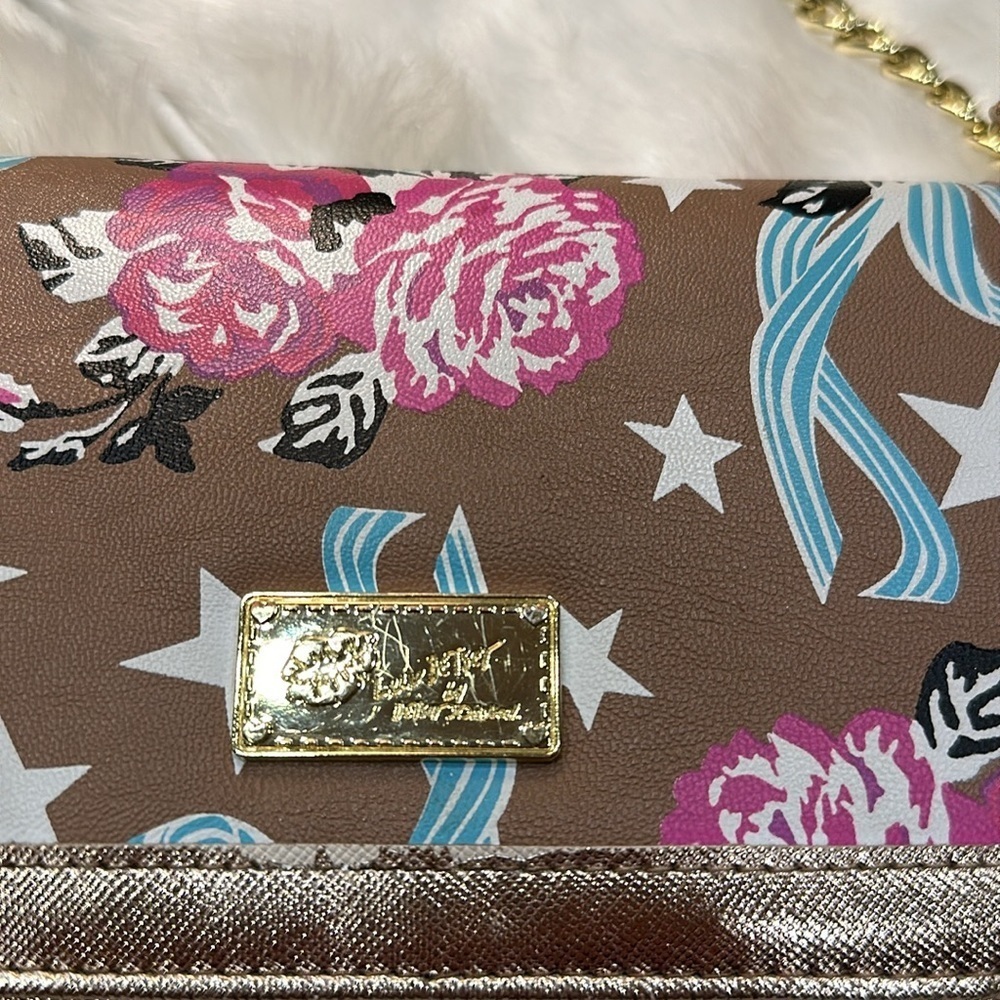 Luv Betsey crossbody wallet purse rose gold w/ gold accents and star purse charm - Picture 15 of 15